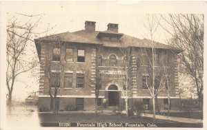 H73/ Fountain Colorado RPPC Postcard c1915 Fountain High School  196