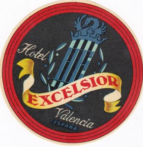 Spain Valencia Hotel Excelsior Vintage Luggage Label sk2778