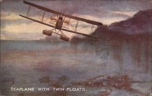 Pioneer Aviation Seaplane Twin Floats Airplane Tuck IN THE AIR #3144 Postcard