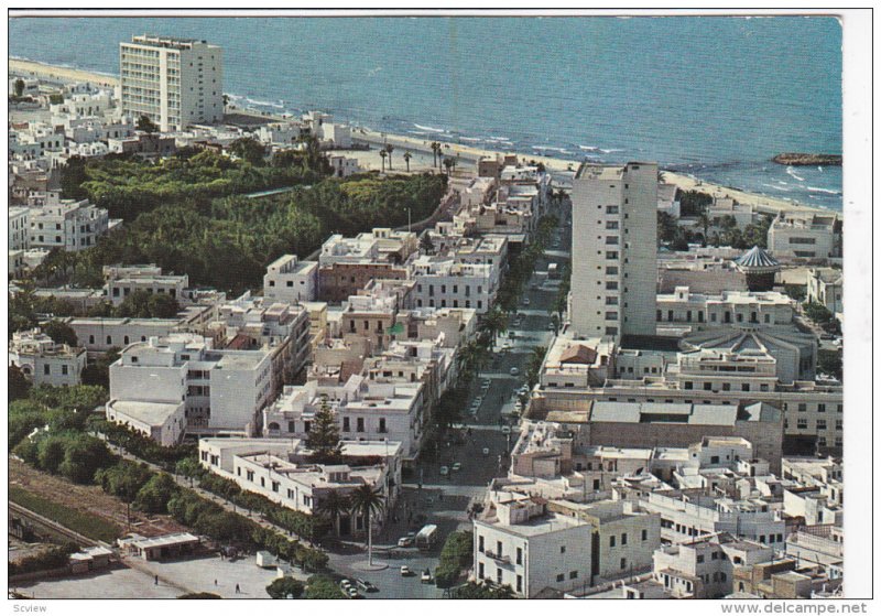 Aerial View Of Bourguiba Avenue, SOUSSE, Tunisia, 1950-1970s