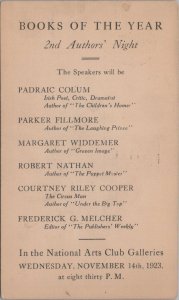 Advertising Postcard National Arts Club Galleries Books of Year 2nd Nov 1923