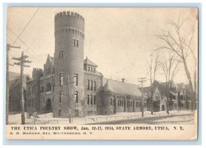 c1910 The Utica Poultry Show, State Armory Utica NY Advertising Postcard