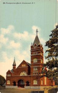 Greenwood South Carolina Presbyterian Church Street View Antique Postcard K47593