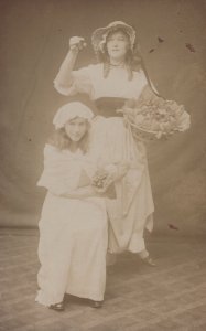 Dairy Farming Ladies Dancing With Basket Dorset Wimborne Postcard