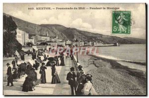 Old Postcard Menton Promenade Du Midi During Music