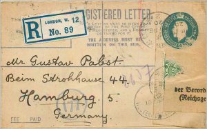 Entier Postal Stationery 4p London for Hamburg in 1920