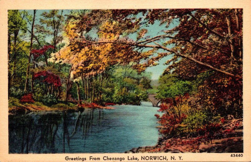 New York Norwich Greetings From Chenango Lake