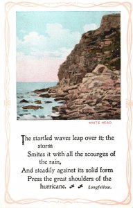 Vintage Postcard 1910's White Head Rock Formation Cliff Startled Ocean Waves