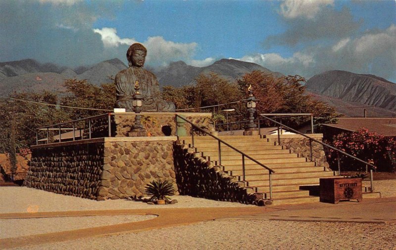 Lahaina Jodo Mission THE GREAT BUDDHA Hawaii Maui Statue c1960s Vintage Postcard