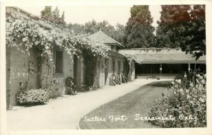 RPPC Postcard; Sutter's Fort Sacramento CA Interior Courtyard Unposted 1940s