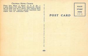 Jacksonville FL Colonial Hotel Courts  Linen Postcard