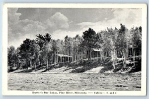 Pine River Minnesota Postcard Hunter Bay Lodge Trees Waterfront View 1956 Posted