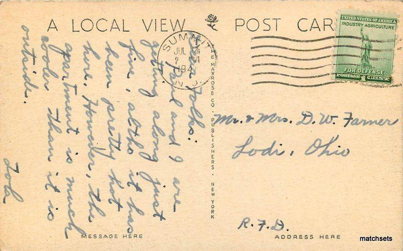 1940s Drive Echo Lake Park Union County New Jersey Mayerose postcard 6007