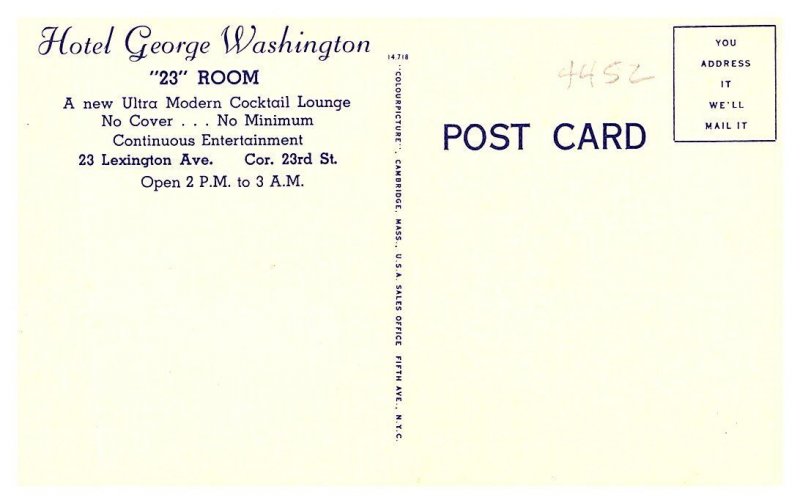 New York City, Hotel George Washington, Cocktail Lounge 23 room