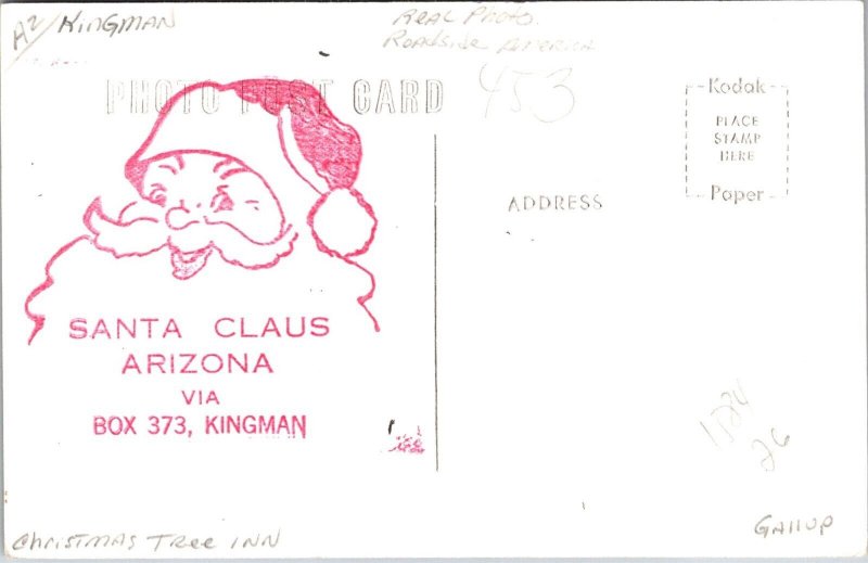 RPPC, Christmas Tree Inn, Santa Claus AZ Entrance Door Vintage Postcard W56