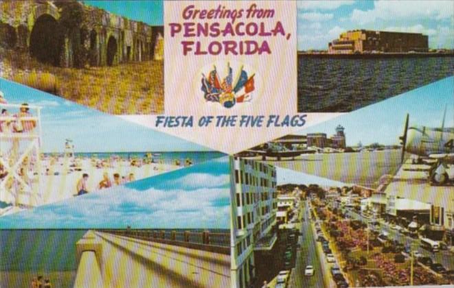 Florida Greetings From Pensacola Fiesta Of The Five Flags