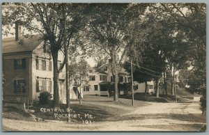 ROCKPORT ME CENTRAL STREET SCENE ANTIQUE REAL PHOTO POSTCARD RPPC