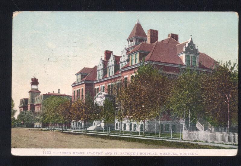 MISSOULA MONTANA ST. PATRICK'S HOSPITAL SACRED HEART SCHOOL OLD POSTCARD