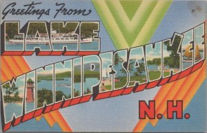 Postcard Large Letters Greetings Lake Winnipesaukee NH