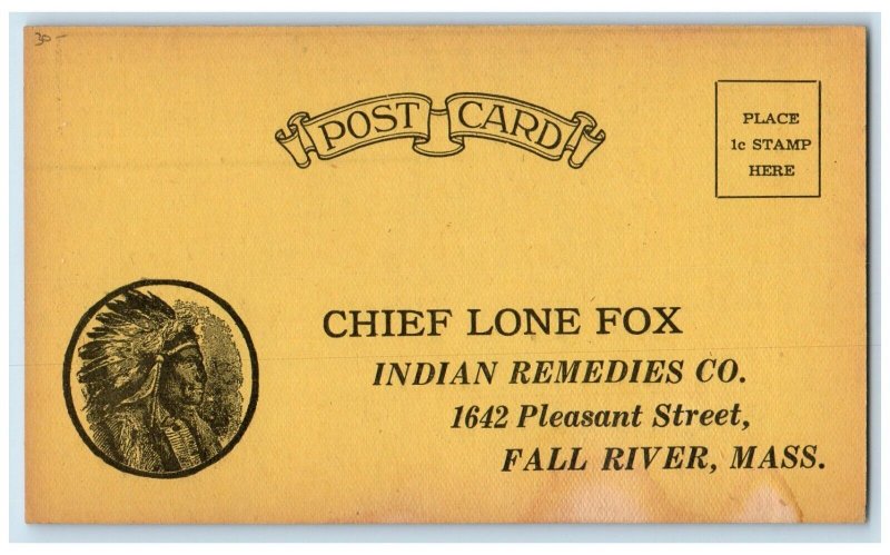 c1905 Indian Remedies Prices Advertising Orders Slip Fall River MA Postcard