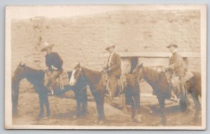 RPPC Three Handsome Men on Horseback c1905 Photo Postcard H30