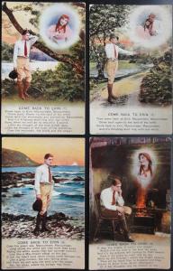 COME BACK TO ERIN: Bamforth Song Cards Set of 4 No 4821/1/2/3/4