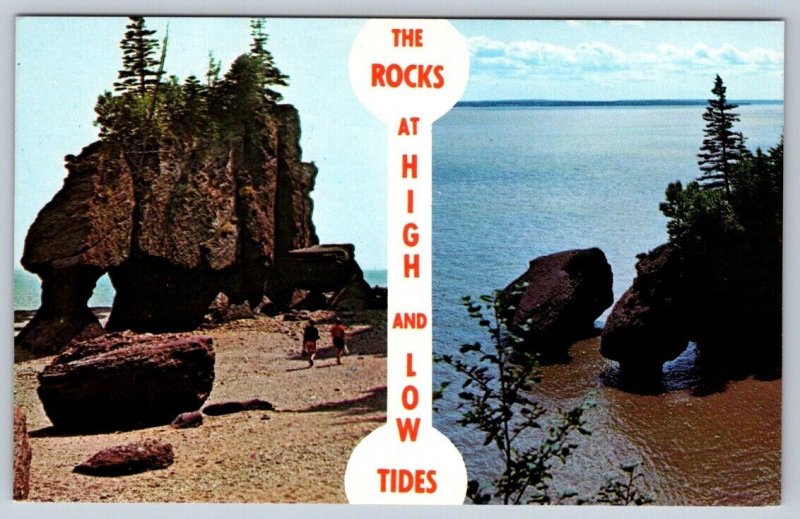 The Rocks At  High And Low Tide, Hopewell Cape New Brunswick Split View Postcard