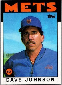 1986 Topps Baseball Card Dave Johnson Manager New York Mets sk10717