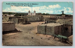 Pueblo of Isleta near Albuquerque New Mexico Church Behind Vintage Postcard 1699