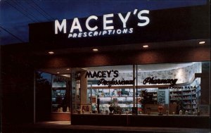 Universal City MO Macey's Drugstore Pharmacy DEXTER PRESS Postcard c1950s