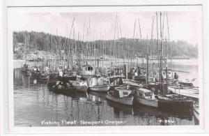 Fishing Fleet Boats Newport Oregon 1950s RPPC Real Photo postcard
