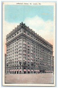 c1920's Jefferson Hotel & Restaurant Classic Cars St. Louis Missouri MO Postcard