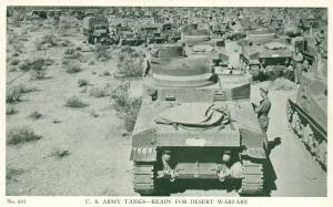 US ARMY TANKS READY FOR DESERT WARFARE VINTAGE WWII POSTCARD