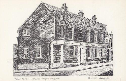 The Three Tuns Pub Norwich Road Wisbech Cambs Postcard