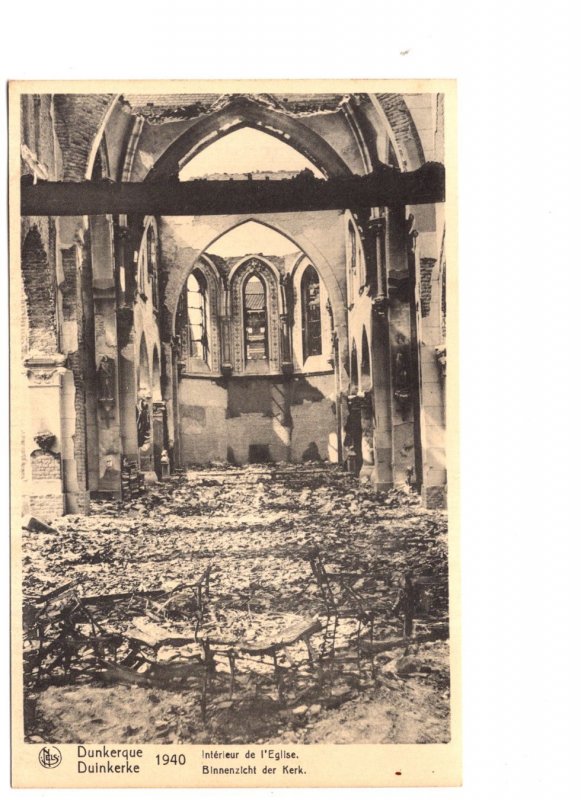 War Ruins, Church Interior, Dunkirk, France