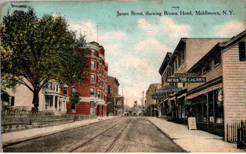 Middletown, New York - James Street, showing the Brown Hotel - c1908
