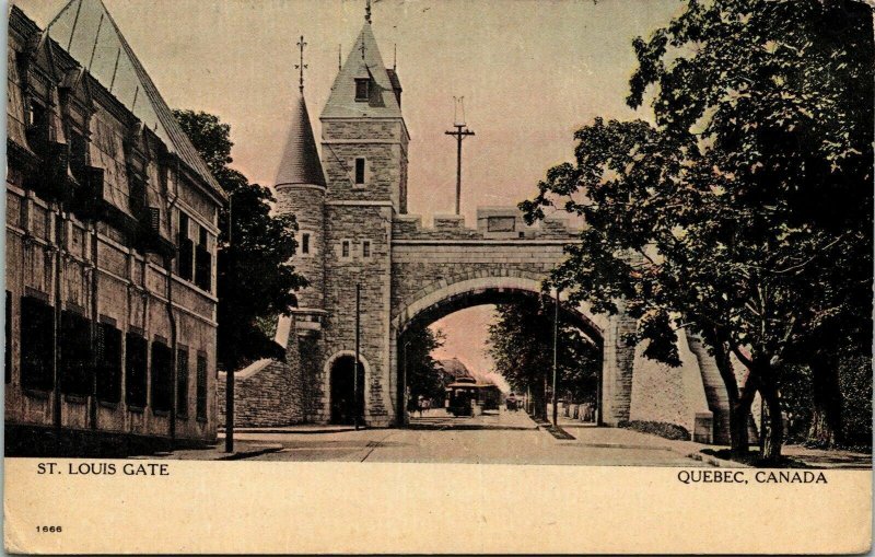 St Louis Gate Quebec Canada Antique Postcard PM Cancel WOB Note 