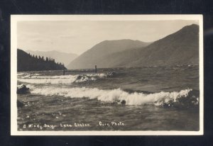 RPPC LAKE CHELAN WASHINGTON WINDY DAY WHITECAPS VINTAGE REAL PHOTO POSTCARD
