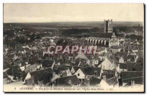Old Postcard Auxerre view from the Belvedere Manifacier to St. Peter Church