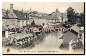 Postcard Old VIERZON washing Abbey Mills