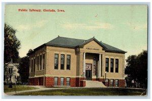 Clarinda Iowa IA Postcard Public Library Building Exterior Scene 1910 Vintage