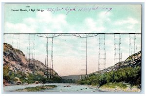 View Of Sunset Route High Bridge River Scene Texas TX Vintage Unposted Postcard