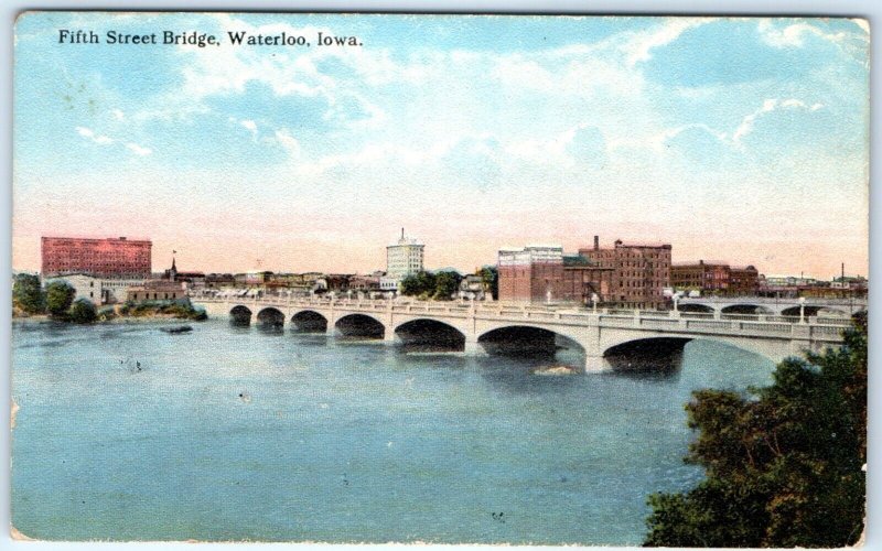 x12 LOT c1910s-70s Waterloo IA 5th St Fifth Bridge Postcards Cedar River Vtg A64