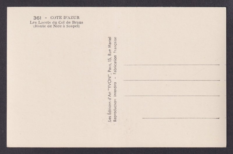 FRANCE, Postcard, Côte d'Azur, Les Lacets du Col de Braus