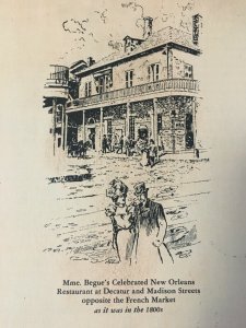 Mme. Begue's Decatur and Madison New Orleans menu 1971 Creole