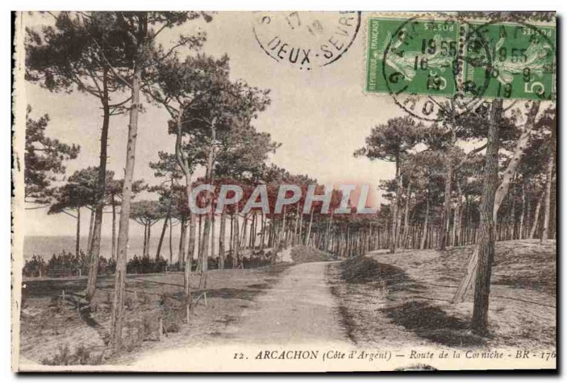 Old Postcard Arcachon Route De La Corniche