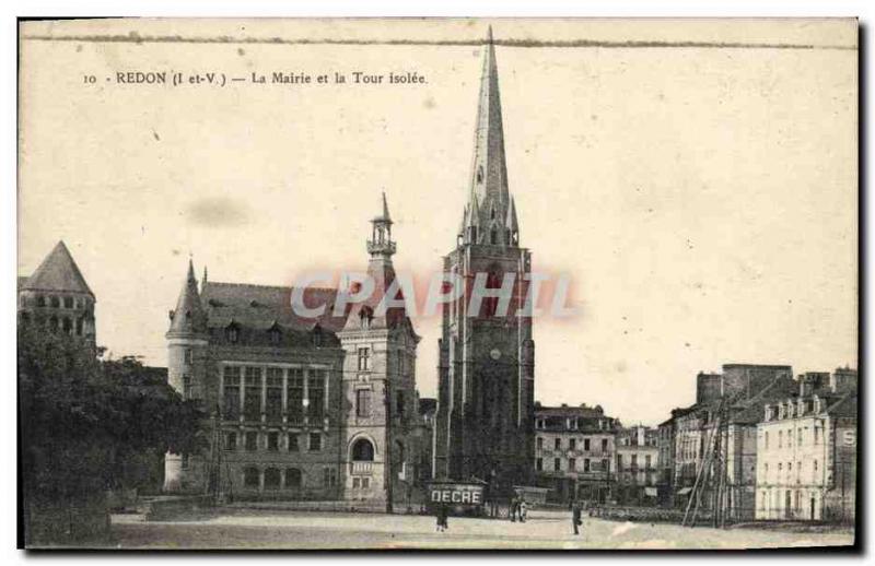 Old Postcard Redon The Mayor and insulated tower