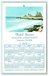 1972 Worcester MA Calendar Postcard Wackell Insurance Advertising