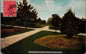 Australia St Vincent Gardens South Melbourne Vintage Postcard C058