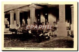 -Carte Indies Postale Ancienne Diocese Krishnager -Class outdoor - Mission Sa...